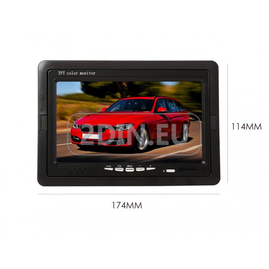7-инчов TFT LCD монитор за връзка с камера за паркиране, DVD, VCR, CCTV с 2 видео входа